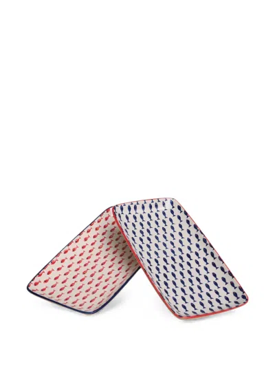 Cu I Seeyou Fish-print Rectangular Trays In Multi