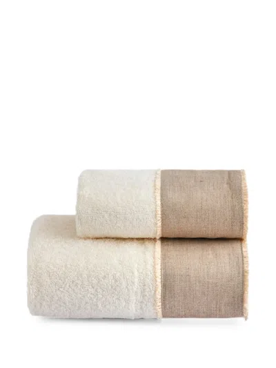 Cu I Seeyou Fringed-trim Bath Towel (set Of Two) In Neutral