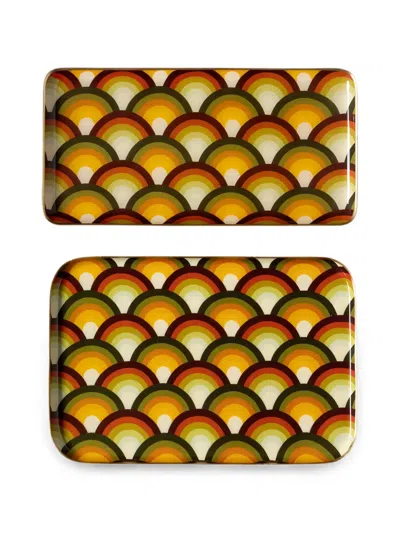 Cu I Seeyou Geometric-print Trays (set Of Two) In Yellow