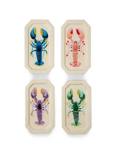 Cu I Seeyou Lobster-print Platters (set Of Four) In Multi