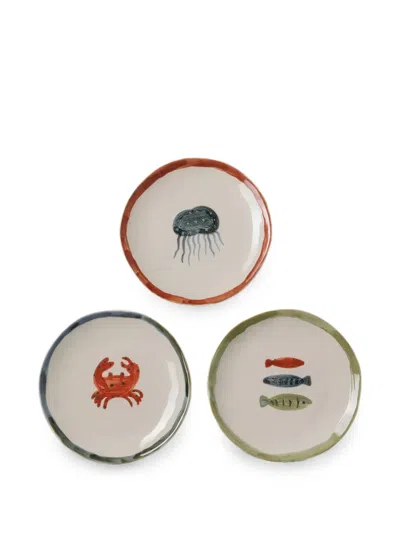 Cu I Seeyou Marine-print Ceramic Plates In Multi