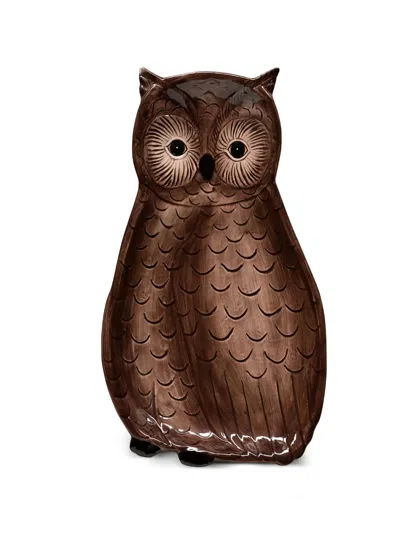 Cu I Seeyou Owl-shaped Ceramic Tray In Brown