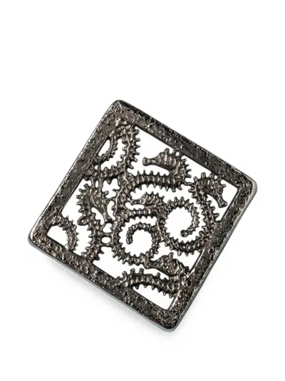 Cu I Seeyou Seahorse-detail Square Trivet In Black