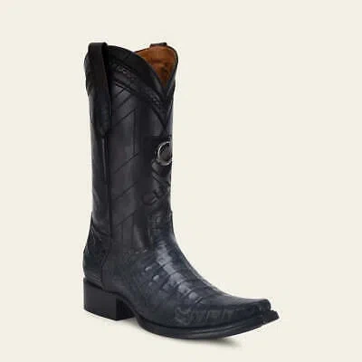 Pre-owned Cuadra 1b2ffy -  Blue Dress Cowboy Caiman Leather Boots For Men