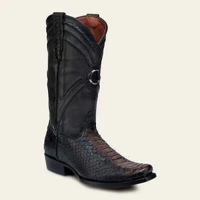 Pre-owned Cuadra 1j0aph -  Chocolate Western Cowboy Python Skin Boots For Men