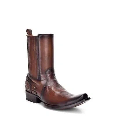 Pre-owned Cuadra 1j1vrs  Honey Casual Cowboy Leather Zip Ankle Boots For Men