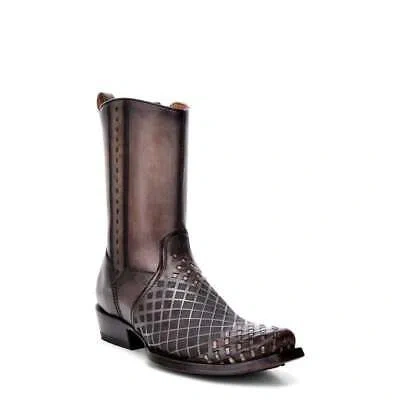 Pre-owned Cuadra 1j1xrs -  Gray Casual Cowboy Square Toe Zip Leather Ankle Boots For Men