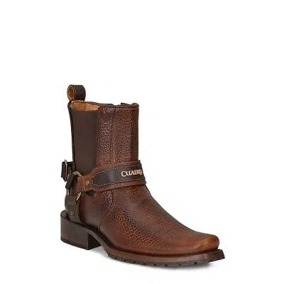 Pre-owned Cuadra 1j2lrs -  Brown Casual Cowboy Cowhide Leather Zip Ankle Boots For Men