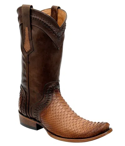 Pre-owned Cuadra 1j34ph Python Western Boots Made By  In Brown