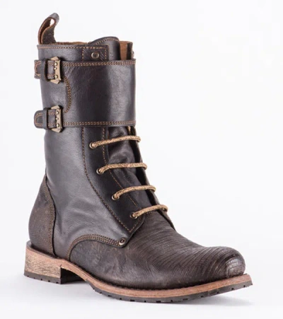 Pre-owned Cuadra 2e11lt Military Style Genuine Lizard Made By  Boots In Brown
