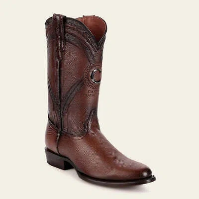 Pre-owned Cuadra 2h0ave -  Honey Dress Cowboy Deer Leather Boots For Men