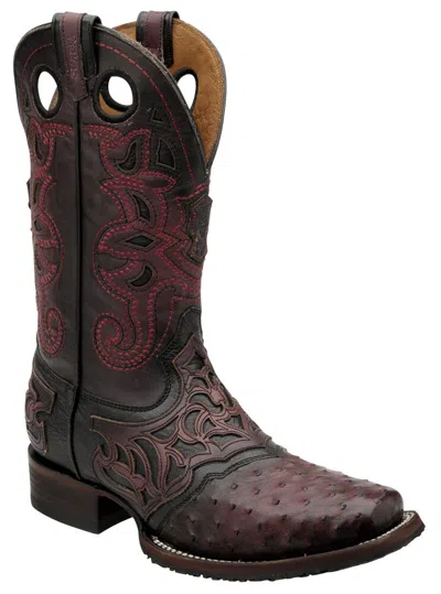 Pre-owned Cuadra 2i03a1 Rodeo Urban Ostrich Boots Made By  In Black Cherry