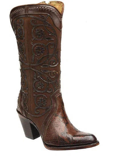 Pre-owned Cuadra 2q05ph Python Women Boots By  Boots In Brown