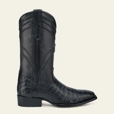 Pre-owned Cuadra 3c0afy -  Black Western Cowboy Caiman Boots For Men