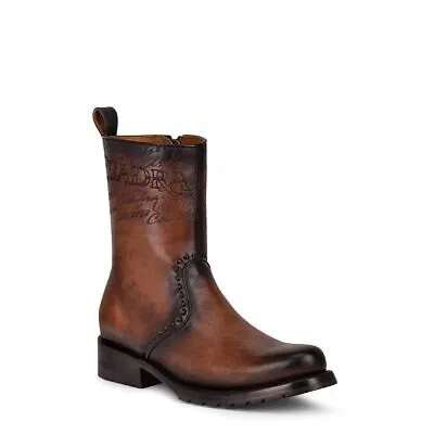 Pre-owned Cuadra 4d15rs -  Brown Dress Casual Leather Zip Ankle Boots For Men In Honey