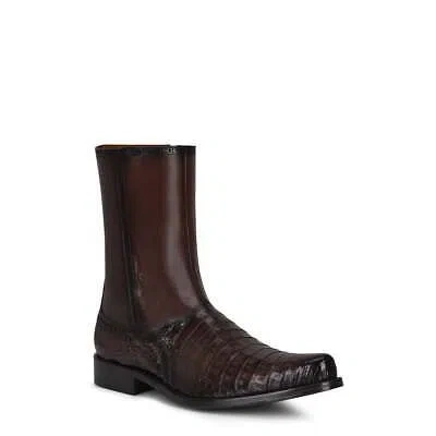 Pre-owned Cuadra 827fwts - Franco  Brown Dress Casual Caiman Leather Ankle Boots For Men
