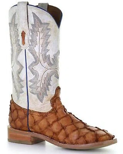 Pre-owned Cuadra A4050-d Corral Brown Pirarucu Fish Skin Rodeo Boots For Men In Cognac