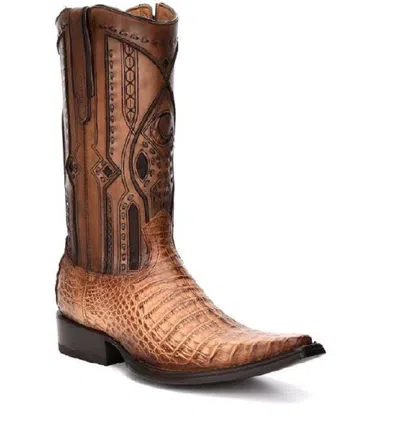 Pre-owned Cuadra Crocodile Leather Boots With Zipper - Handmade By  Boots (1b1jfy) In Almond