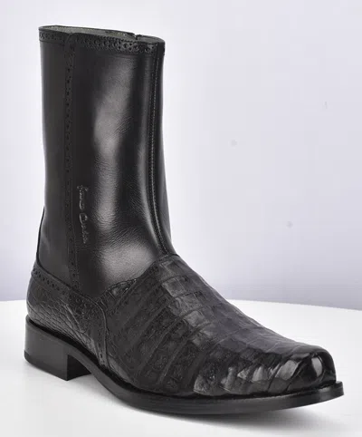 Pre-owned Cuadra Designer Crocodile Dress Boots - Handmade By  Boots (827fwts) In Black
