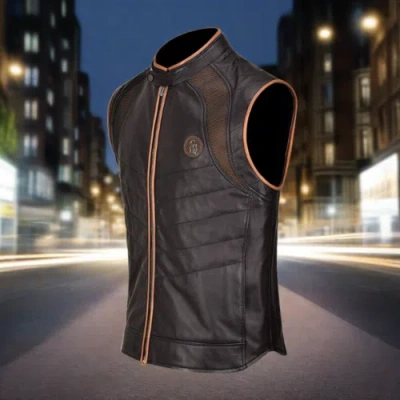 Pre-owned Cuadra H333bob-  Black Casual Fashion Lambskin Leather Vest For Men