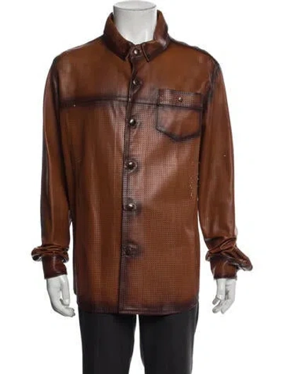 Pre-owned Cuadra Lambskin Moto Jacket In Brown