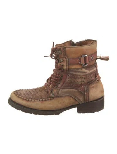 Pre-owned Cuadra Leather Lace-up Boots In Brown