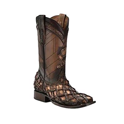 Pre-owned Cuadra Men's Asturias Honey Fish Pirarucu Laser Square Toe Western Boot Cu789