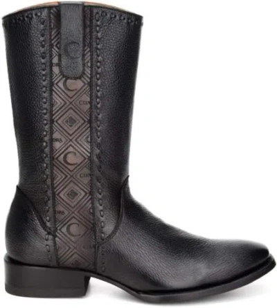 Pre-owned Cuadra Men's Boot In Genuine Deer Leather With Zipper Black