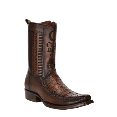 Pre-owned Cuadra Men's Caiman Leather Brown Western Boots Cu698