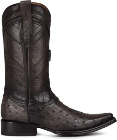 Pre-owned Cuadra Men's Cowboy Boot In Genuine Ostrich Leather Brown