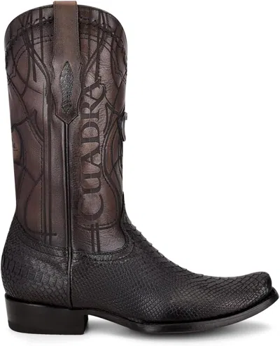 Pre-owned Cuadra Men's Western Boot In Genuine Pythonleather Black 1j1nph