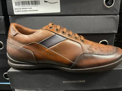 Pre-owned Cuadra Ostrich Leather Sneakers – Handmade By  Boots (l27avts) In Inca Honey