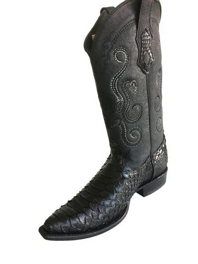 Pre-owned Cuadra Python Urban Western Boots Made By  Boots In Black
