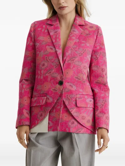 Cuanna Doubleyou Floral-jacquard Jacket In Pink