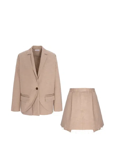 Cuanna Doubleyou Frayed-edge Suit In Neutral
