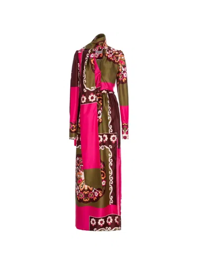 Cuanna Floral-print Silk-satin Dress In Pink