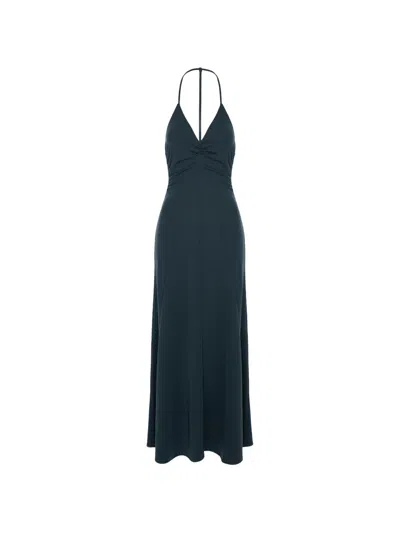 Cuanna Halterneck Gathered Dress In Black