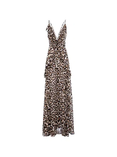 Cuanna Luna Ruffled Leopard-print Maxi Dress In Brown