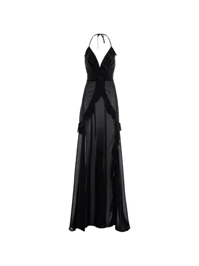 Cuanna Luna Ruffled Maxi Dress In Black