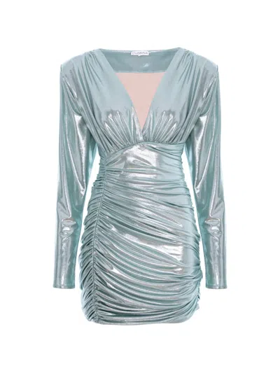 Cuanna Odina Metallic-effect Mini Dress In Blue