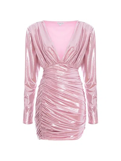 Cuanna Odina Metallic-effect Mini Dress In Pink