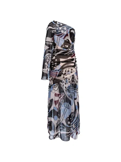 Cuanna One-shoulder Ruched Dress In Multi