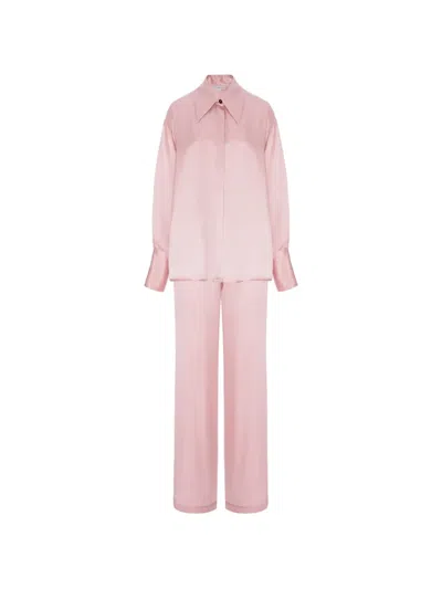 Cuanna Satin-finish Wide-leg Pajamas In Pink