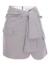 Cuanna Wanda Tie-detail Mini Skirt In Gray