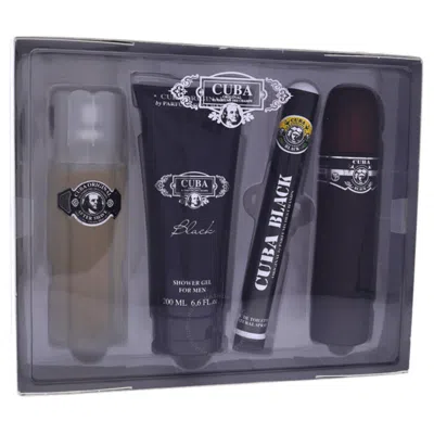 Cuba Black By  For Men - 4 Pc Gift Set 3.4oz Edt Spray