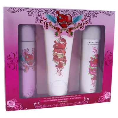 Cuba Heartbreaker By  For Women - 3 Pc Gift Set 3.3oz Edp Spray In White