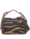 Cuba Lab Handbag In Leather And Raffia In Neutral