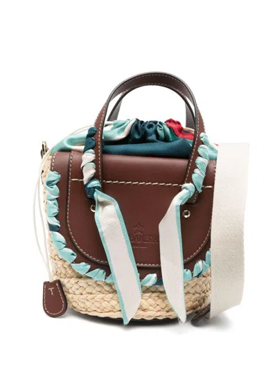 Cuba Lab 'habanera Silk - Skydream' Brown Tote Bag In Beige