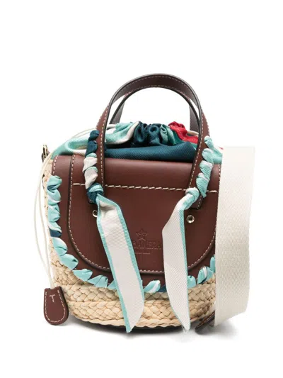 Cuba Lab 'habanera Silk - Skydream' Brown Tote Bag In Beige