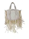 Cuba Lab Handbag In Raffia And Leather With Fringes